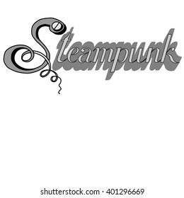 Hand drawn vector illustration. Steampunk label.	