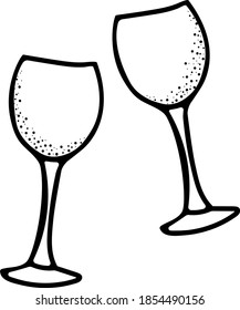 Hand drawn vector illustration of stemware. Doodle style doodle. 