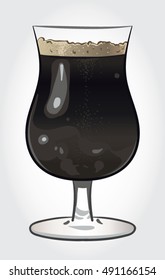 Hand drawn vector illustration of Stout Beer in a Tulip Glass on white background.