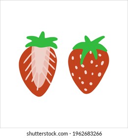 Hand drawn vector illustration of strawberry in abstract style. Isolated on white background