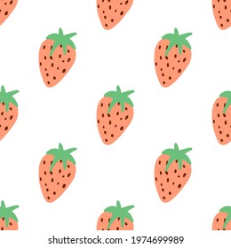 Hand drawn vector illustration of strawberry in abstract style. Seamless pattern for wall paper, textile, fabrics, wrapping paper and endless background.