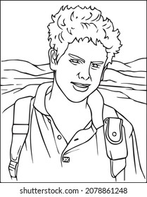 Hand drawn vector illustration of student isolated on white.
