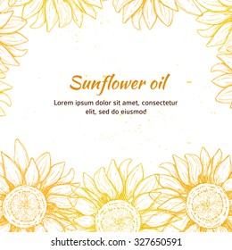 Hand drawn vector illustration - Sunflowers background. Vintage
