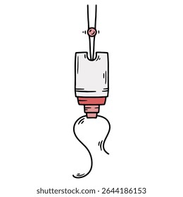 Ilustración vectorial dibujada a mano de un sistema de enfermería suplementario con tubo, color rosa y gris