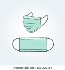 Hand drawn vector illustration of surgical mask.