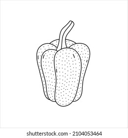 Hand drawn vector illustration of a sweet pepper in doodle style. Cute illustration of a vegetable on a white background.