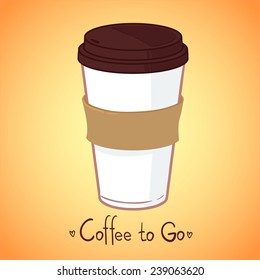 Hand drawn vector illustration - Take coffee to go. 