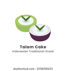 Hand drawn vector illustration of talam cake or in indonesia called kue talam with pandan leaves