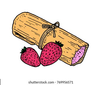 Hand drawn vector illustration of a Tamal de Fresa.