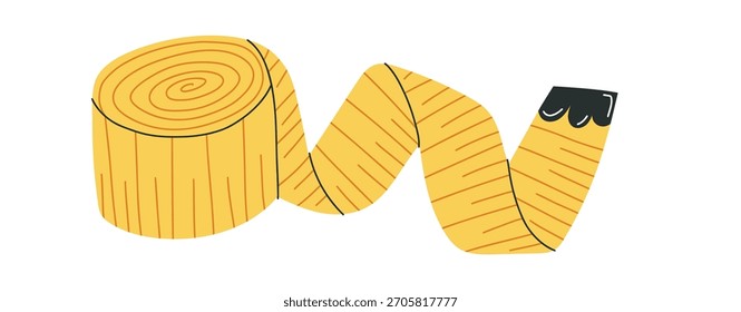 Hand drawn vector illustration of tape measure in cartoon flat style. Essential tool for tailoring, crafting, fashion, and dressmaking projects.