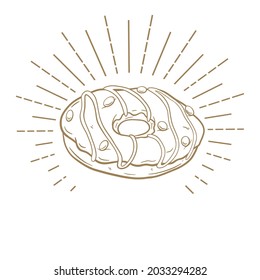 Hand drawn vector illustration - tasty donuts Sketch. Sweet desserts