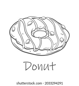 Hand drawn vector illustration - tasty donuts Sketch. Sweet desserts