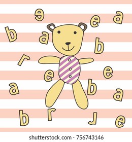 hand drawn vector illustration of teddy bear background