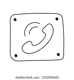 Ilustración vectorial dibujada a mano del signo del teléfono. Aislado sobre fondo blanco