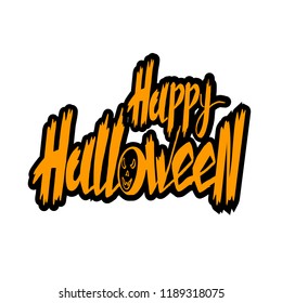 Hand drawn vector illustration of text Happy Halloween. Suitable for design, letter, message, logotype, badge, icon, greeting card, postcard, logo, banner, tag. EPS 10.
