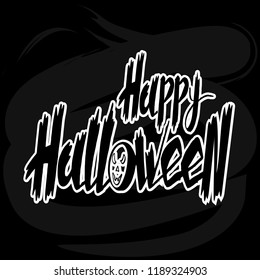 Hand drawn vector illustration of text Happy Halloween. Suitable for design, letter, message, logotype, badge, icon, greeting card, postcard, logo, banner, tag. EPS 10.