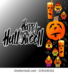 Hand drawn vector illustration of text Happy Halloween. Suitable for design, letter, message, logotype, badge, icon, greeting card, postcard, logo, banner, tag. EPS 10.