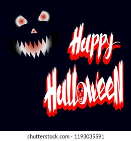 Hand drawn vector illustration of text Happy Halloween. Suitable for design, letter, message, logotype, badge, icon, greeting card, postcard, logo, banner, tag. EPS 10.