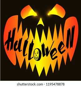 Hand drawn vector illustration of text Happy Halloween. Suitable for design, letter, message, logotype, badge, icon, greeting card, postcard, logo, banner, tag. EPS 10.