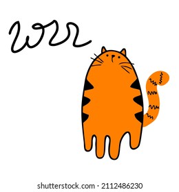 Hand drawn vector illustration of tiger and text 2022. Perfect for sticker, greeting card, poster, textile and print. Doodle style illustration for decor and design.
