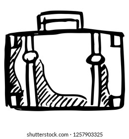 Hand Drawn Vector Illustration of Travel School Bag Suitcase Hand-carry for Women and Men. Doodle, Sketch, Ink, Brush for Template, Icon, Logo.