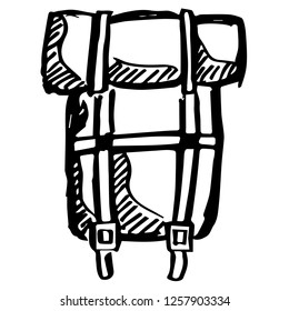 Hand Drawn Vector Illustration of Travel School Bag Suitcase Hand-carry for Women and Men. Doodle, Sketch, Ink, Brush for Template, Icon, Logo.