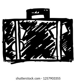Hand Drawn Vector Illustration of Travel School Bag Suitcase Hand-carry for Women and Men. Doodle, Sketch, Ink, Brush for Template, Icon, Logo.