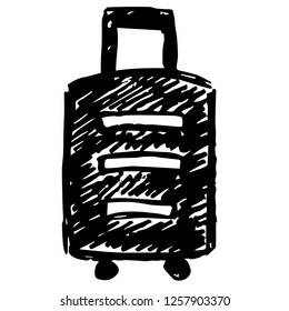Hand Drawn Vector Illustration of Travel School Bag Suitcase Hand-carry for Women and Men. Doodle, Sketch, Ink, Brush for Template, Icon, Logo.