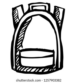 Hand Drawn Vector Illustration of Travel School Bag Suitcase Hand-carry for Women and Men. Doodle, Sketch, Ink, Brush for Template, Icon, Logo.