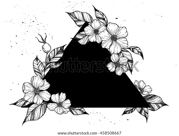 Hand Drawn Vector Illustration Triangle Flowers Stock Vector