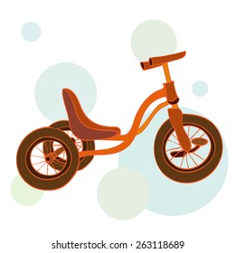 Hand drawn vector illustration of tricycle. Children's bike. 
