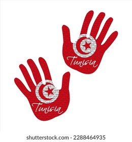 Hand drawn vector illustration with tunisia flag pattern great for poster, magazine and clothes design