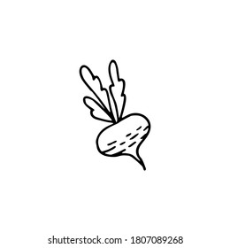Ilustración vectorial dibujada a mano del nabo. Elemento para sus tarjetas, carteles, pegatinas y diseño estacional.