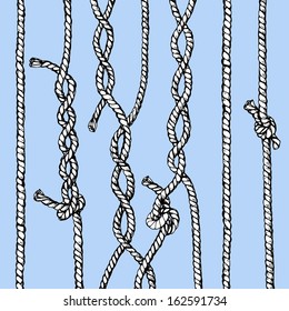 Hand drawn vector illustration of twisted ropes and knots