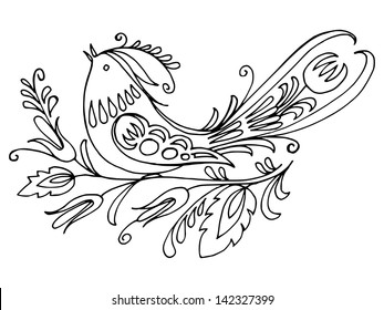 hand drawn, vector, illustration in Ukrainian folk style