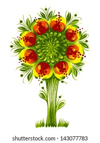 hand drawn, vector, illustration in Ukrainian folk style