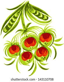 hand drawn, vector, illustration in Ukrainian folk style