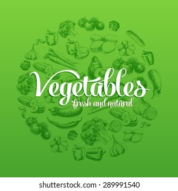Hand drawn vector illustration with vegetables. Sketch.