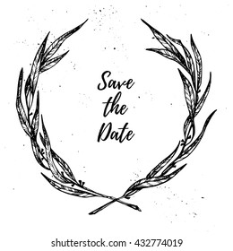 Hand drawn vector illustration. Vintage decorative laurel wreath. Tribal design elements. Perfect for invitations, greeting cards, quotes, blogs, posters and more.
