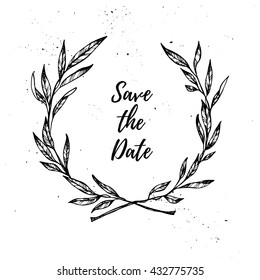 Hand drawn vector illustration. Vintage decorative laurel wreath. Tribal design elements. Perfect for invitations, greeting cards, quotes, blogs, posters and more.