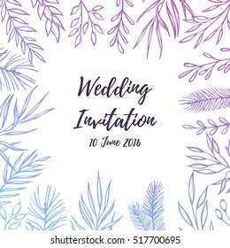 Hand drawn vector illustration. Vintage decorative frame with floral branches. Tribal design elements. Perfect for invitations, greeting cards, quotes, blogs, posters and more.
