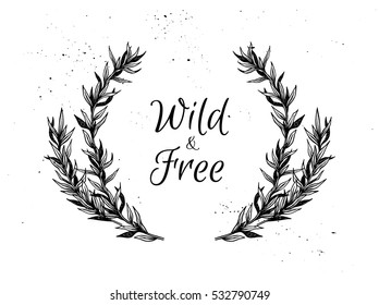 Hand drawn vector illustration. Vintage decorative laurel wreath. Perfect for invitations, greeting cards, quotes, blogs, posters and more.