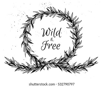 Hand drawn vector illustration. Vintage decorative laurel wreath. Perfect for invitations, greeting cards, quotes, blogs, posters and more.