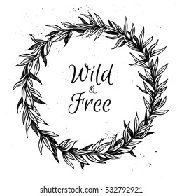 Hand drawn vector illustration. Vintage decorative laurel wreath. Perfect for invitations, greeting cards, quotes, blogs, posters and more.