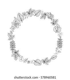 Hand drawn vector illustration. Vintage decorative wreath. Perfect for invitations, greeting cards, quotes, blogs, posters.