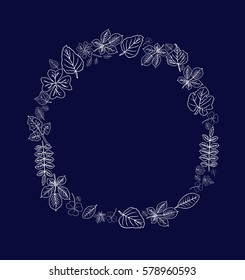 Hand drawn vector illustration. Vintage decorative wreath. Perfect for invitations, greeting cards, quotes, blogs, posters.