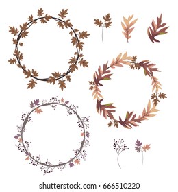 Hand drawn vector illustration. Vintage decorative kit of christmas laurels and wreaths. Perfect for invitations, greeting cards, blogs, posters and more. Merry christmas and happy new year