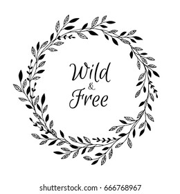 Hand drawn vector illustration. Vintage decorative laurel wreath. Tribal design elements. Perfect for invitations, greeting cards, blogs, prints and more