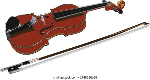 Hand drawn vector illustration of a violin