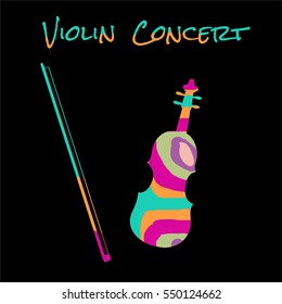a hand drawn vector illustration of a violin and a bow perfect for a poster
